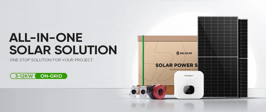 Residential Small Scale Home Use Grid-Tied 3kw 5kw 10kw 12kw on-Grid Solar Power System with Inverter