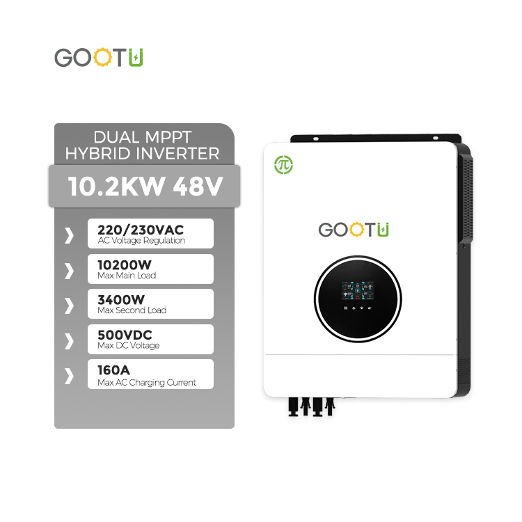 GOOTU 10.2KVA Grid Tie Solar Inverter 160A MPPT Solar Charge Controller 10.2KW 48V Hybrid Solar Inverter Without Battery
