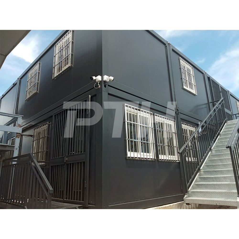 Best Selling Modern Black 2 Story Prefabricated Modular Flat Pack Steel Structure Container House for Construction Site Office