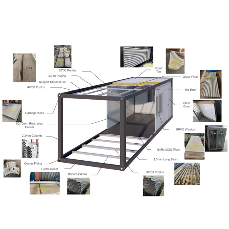 20FT Removable Container House - Prefab Flat Pack Modular Home With Steel Structure Frames