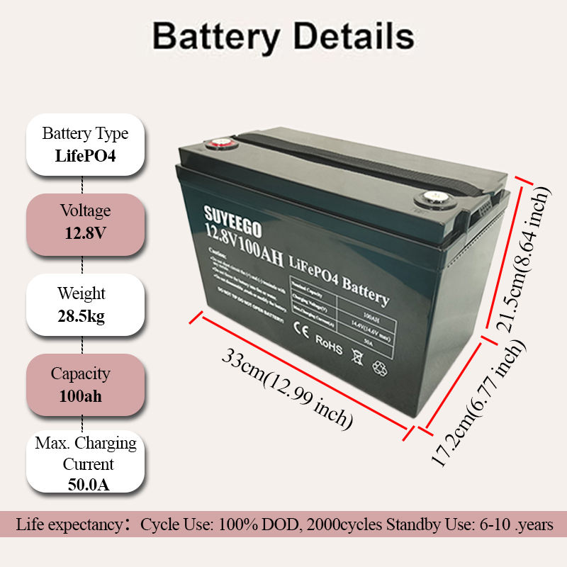 BOOTer INR6S1P LiCoO2 Rechargeable Battery 12.8V 100AH-300AH Deep Cycle for Household Solar Applications 5-Year Warranty 5000