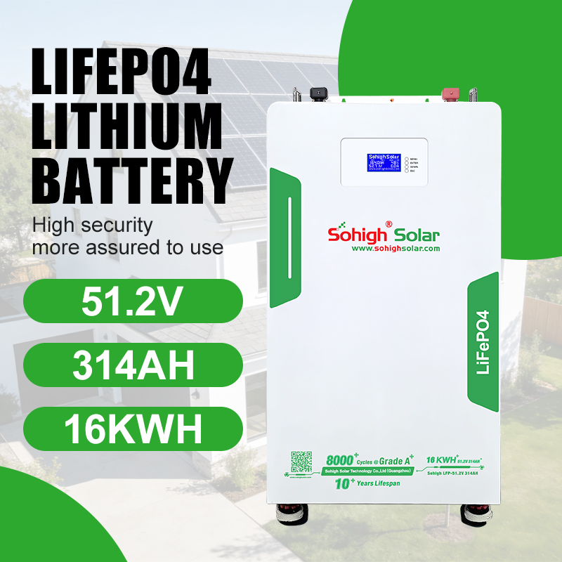 High Quality Longer Lifetime LiFePO4 314Ah 51.2V 16kWh Lithium Battery BMS for Hybrid Wall-Mounted Residential Solar Energy