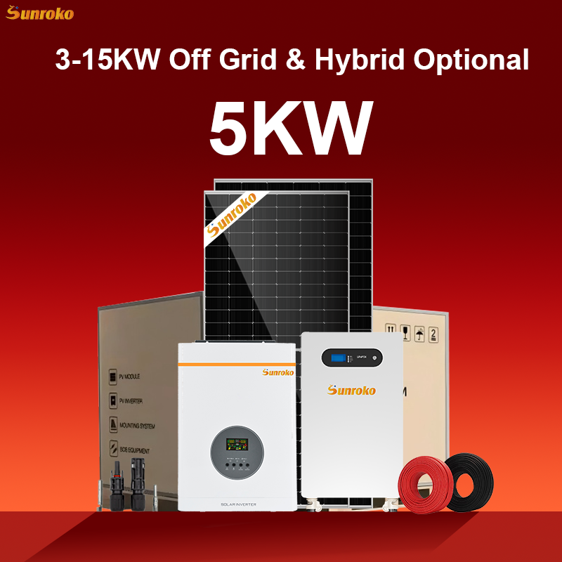 Sunroko off Grid All in One Solar Power System 3000w 5kw 6kw 8kw 10kw Hybrid ODM OEM Solar Energy System for Home Complete
