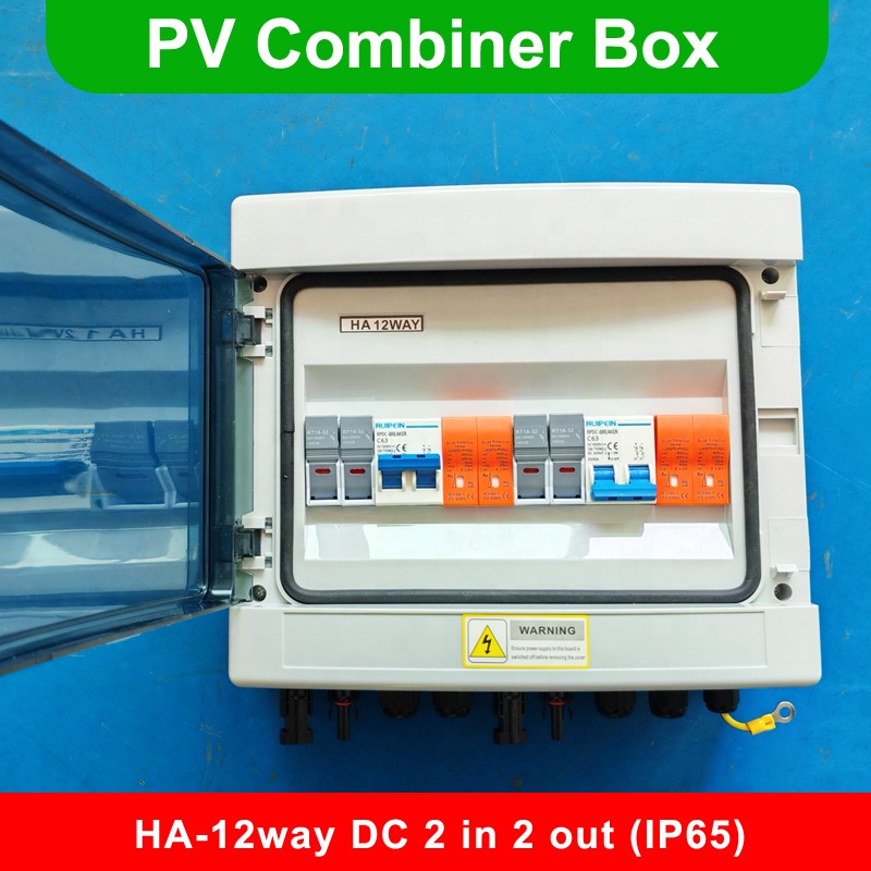RUIPEIN HA12way DC1000V PV Combiner Box Wall-Mounted Installation 2-in-2-Out Photovoltaic Grid Off-Grid System IP65 For Solar