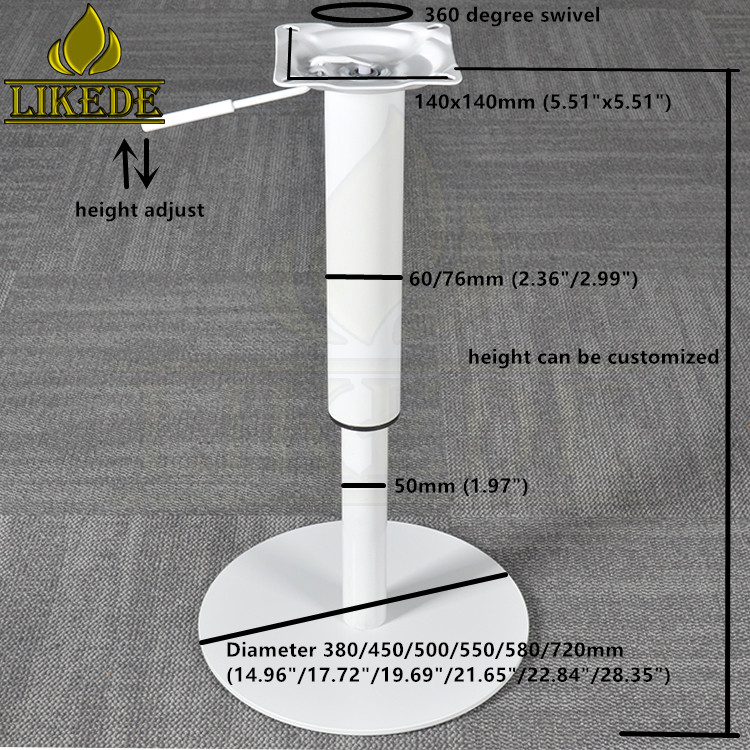 White Coated Pedestal for Industrial Table Swivel Base