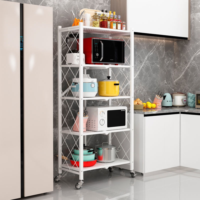 Household Multi-Layer Standing Type Home Metal Collapsible Stackable Kitchen Storage Rack Foldable Display Rack
