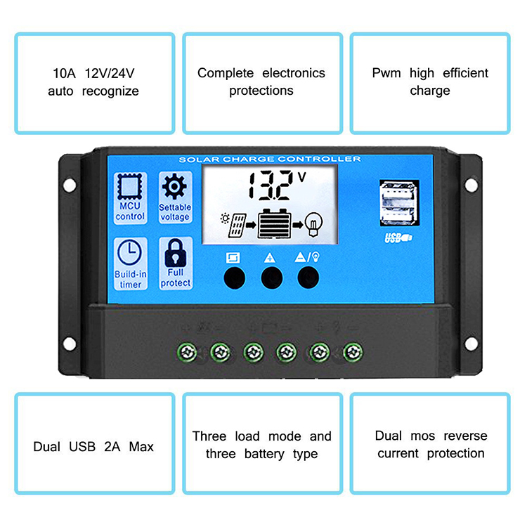 Cheap 12v 10A 20A 30A 40A 50A 60A Pwm Solar Inverter Charge Controller