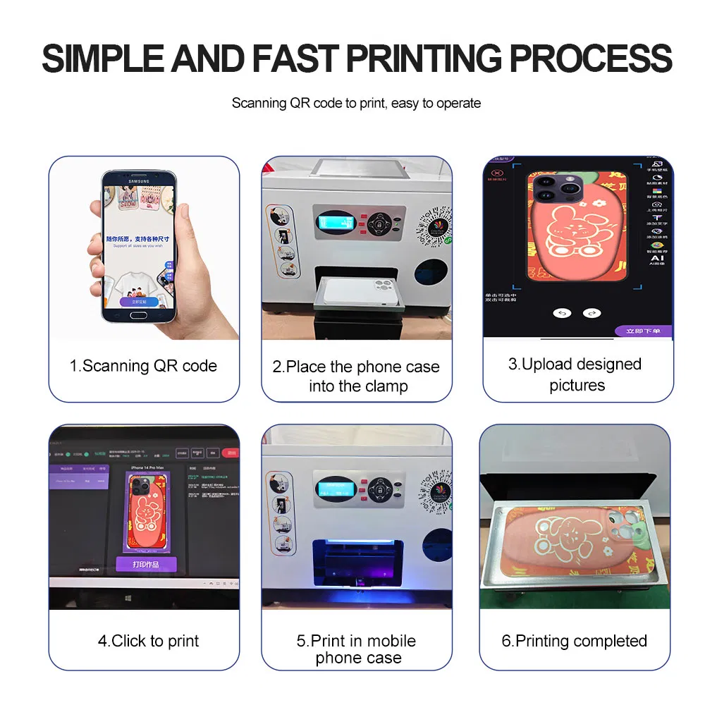 Sunika A4 Digital Mini UV Printer Flatbed Mini Direct DIY Ink Jet Flatbed Pen ID Card CD PVC Glass Leather Wood Phone Cases Printing Machine