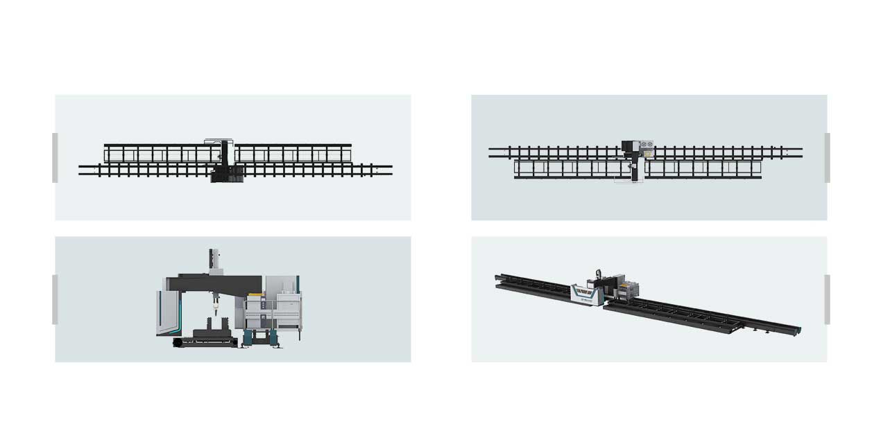 Metal sheet and tube laser cutting machine perspective