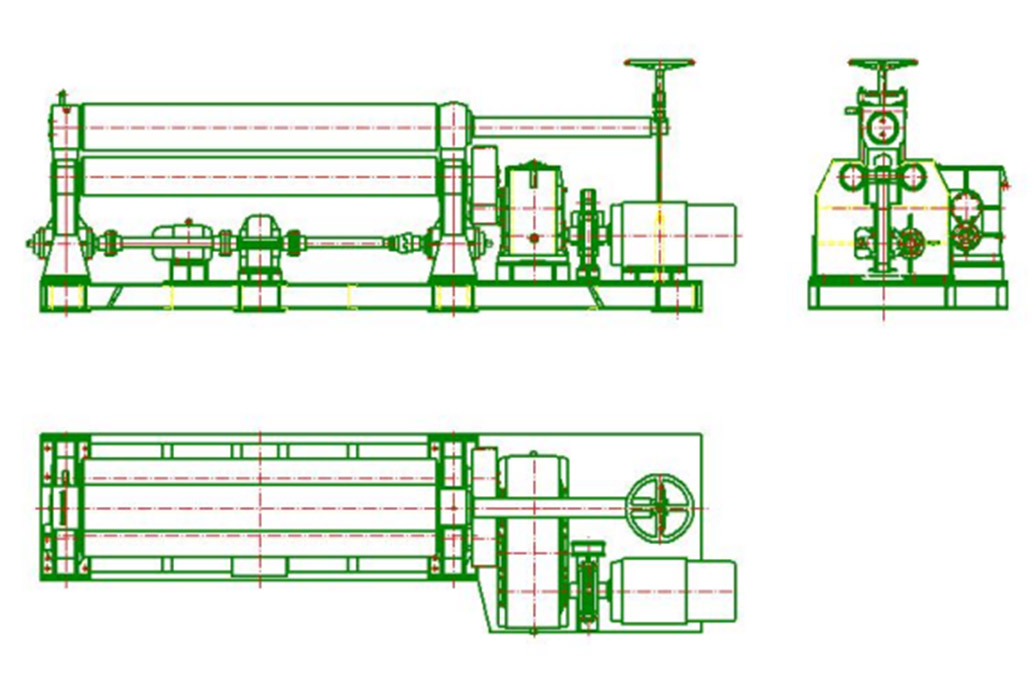 Symmetrical 3 roller bending machine diagram