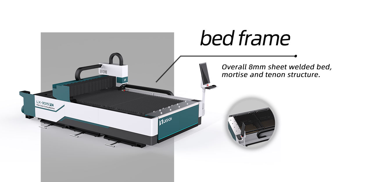 Heavy duty laser cutting machine bed structure