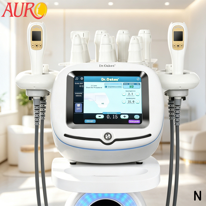 Dual Technology HIFU Skin Tightening System for Face Neck Lifting with Energy Lines and Cooling Protection