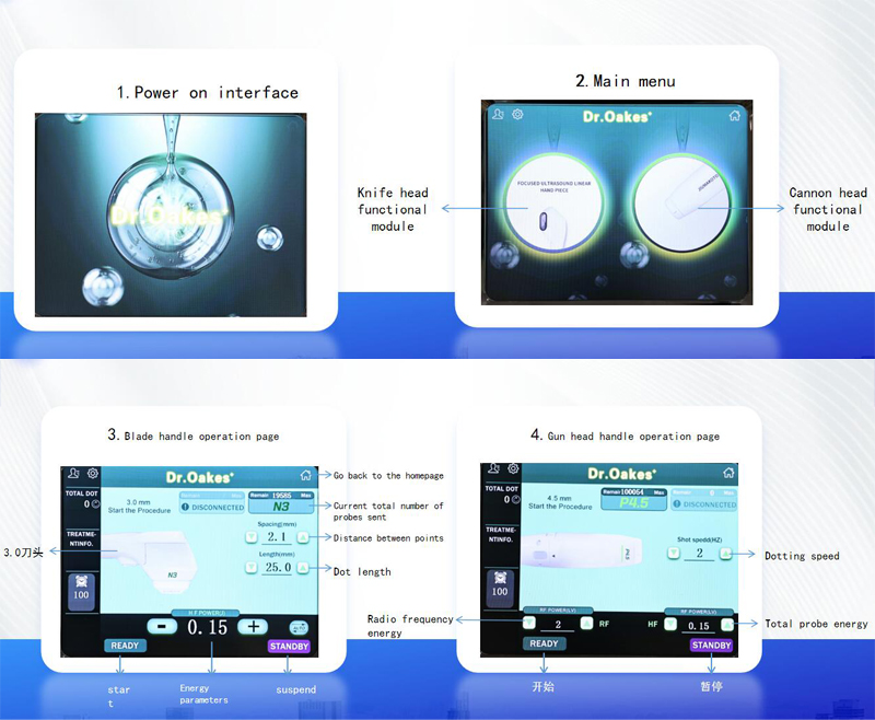 Dual Technology HIFU Skin Tightening System for Face Neck Lifting with Energy Lines and Cooling Protection