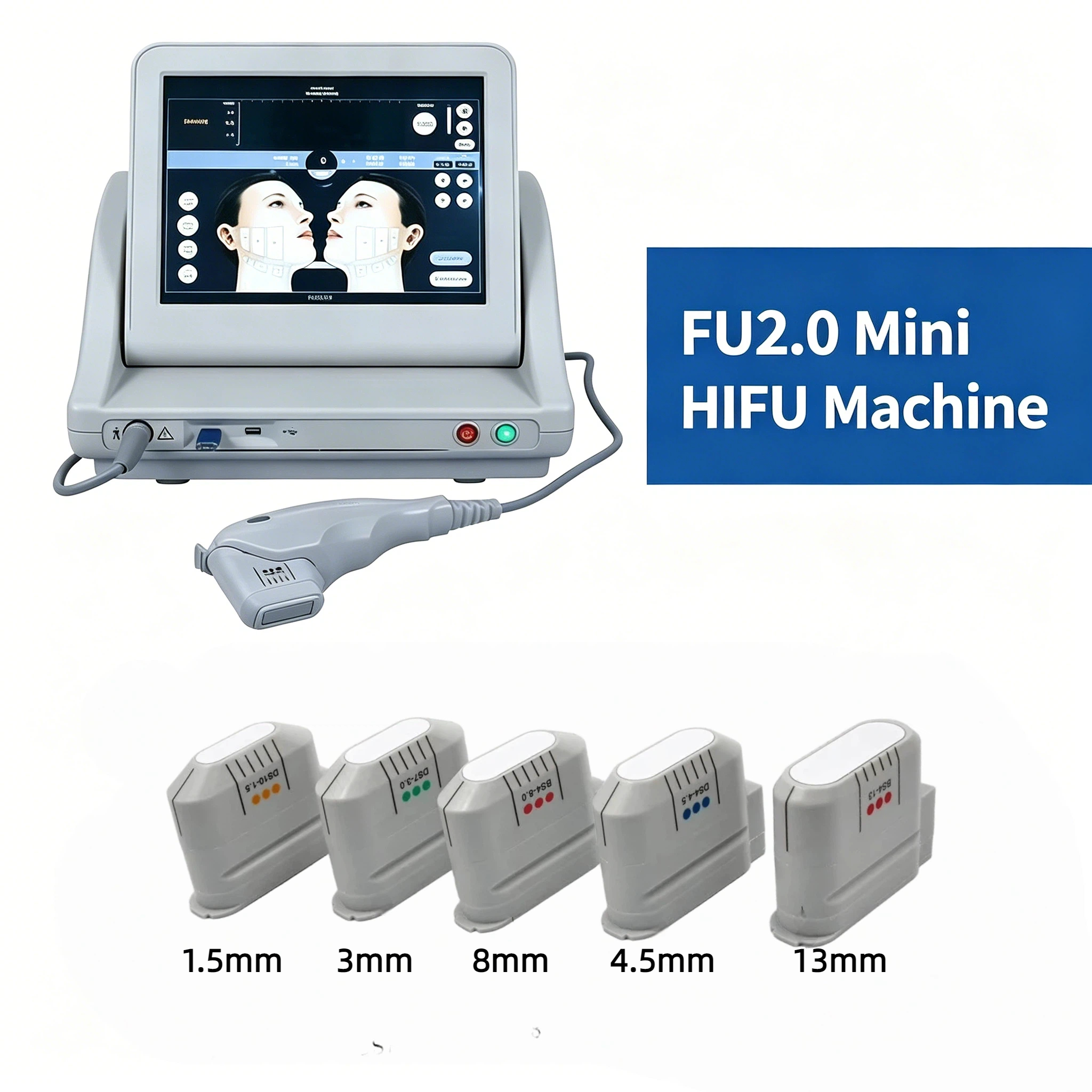 Mini HIFU 2.0 Anti Aging Machine 15 Inch Screen 1 Handle 10000 Shots 3 5 Cartridges Skin Lifting Wrinkle Reduction
