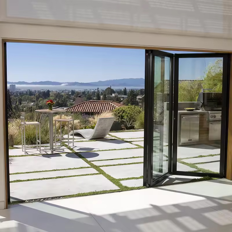 Modern Custom Interior Tempered Glass Patio Aluminum Profile Bi Folding Doors System