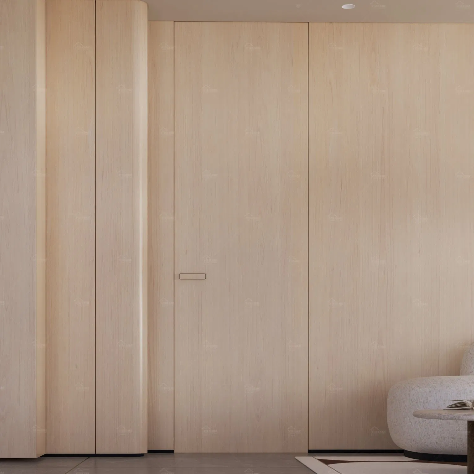 American Approved Custom House Swing Natural Veneer Hidden Interior Door with Aluminum Profile