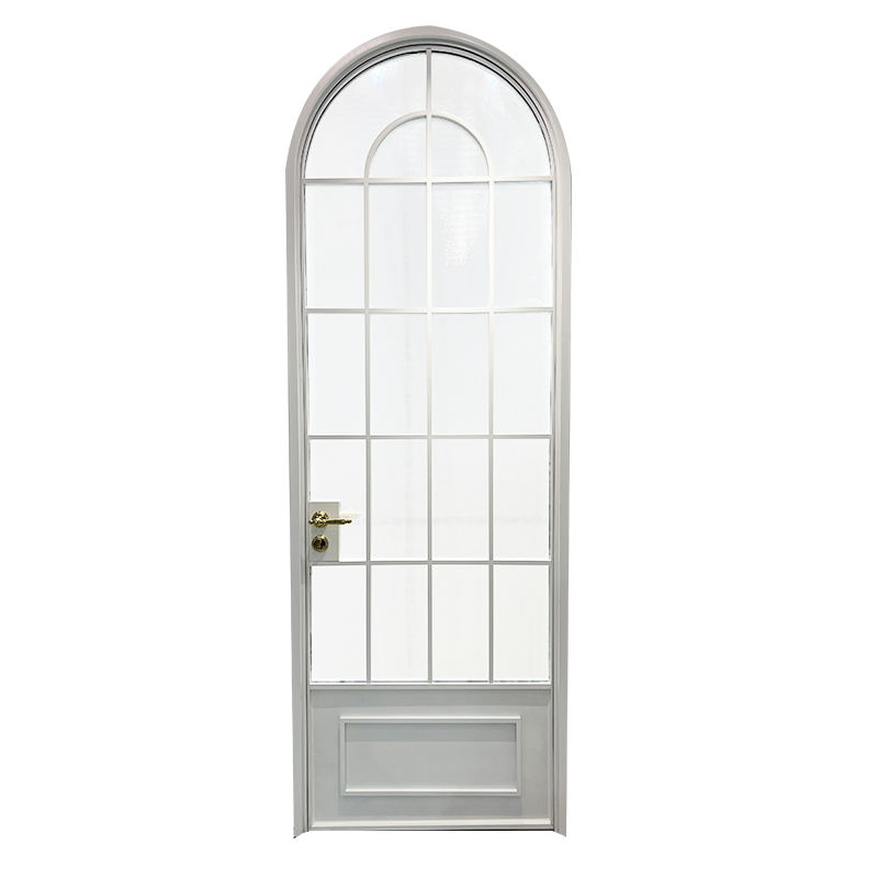 Semi-Circular Arched Aluminium Alloy Tempered Glass Casement Door with Grille French
