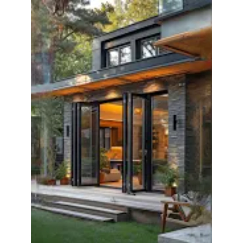Best Price Bifold Doors Custom Color Aluminium Folding Patio Single Pane Horizontal Storm Door Aluminum Frame Folding Door