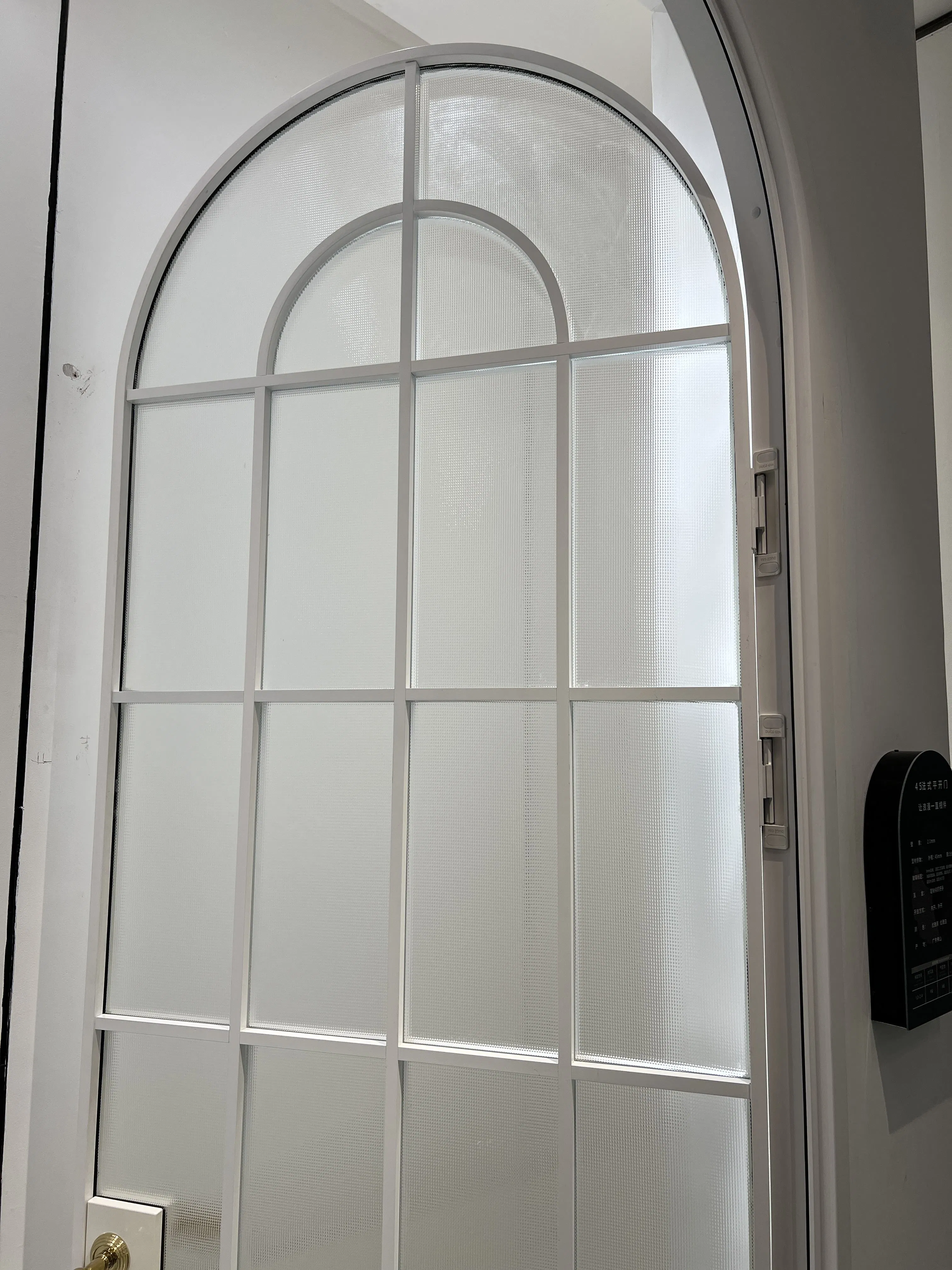 Semi-Circular Arched Aluminium Alloy Tempered Glass Casement Door with Grille French
