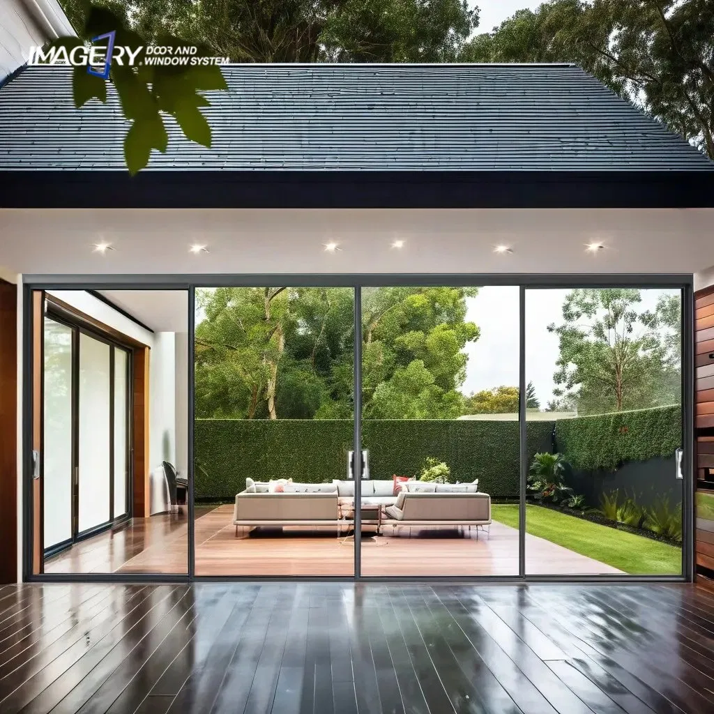 Minimalist Modern Custom Interior Narrow Frame Aluminum Profile Glass Sliding Door