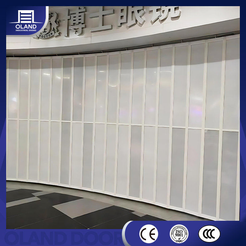 Shop Mall Airport Clear View Polycarbonate Folding Shopfront Gate with Aluminum Frame Retail Store Security Grille Transparent Sliding Folding Door