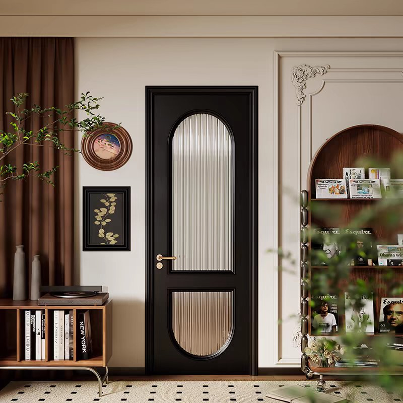 Contemporary Bathroom Door with Durable Aluminum Alloy and Glass Design Frosted Glass Interior Swing Door Aluminum Alloy Door Glass Door Toilet Glass Door