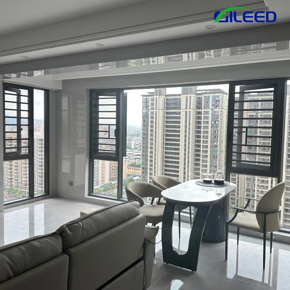 Modern Design Aluminum Alloy Casement Windows Custom Size Color Heat Resistance for Villa
