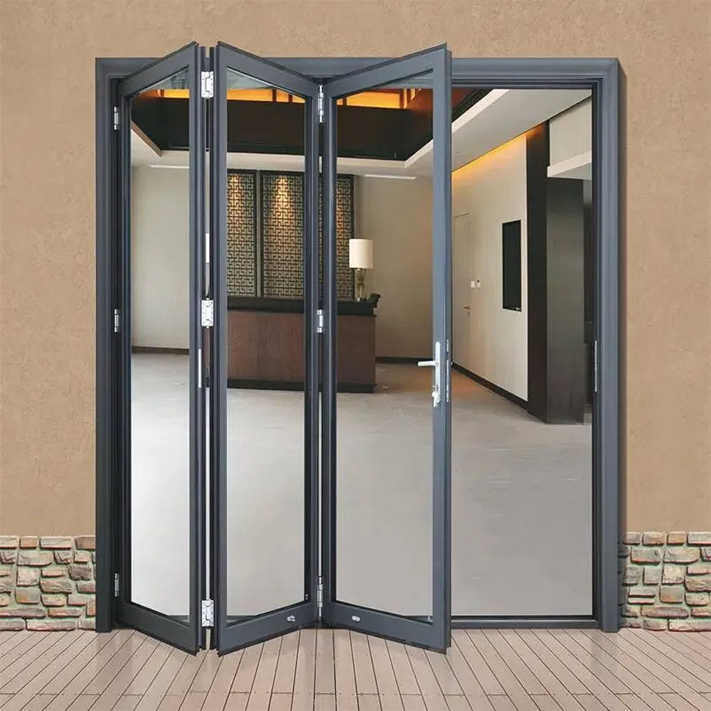 OEM ODM Custom 1.8mm Profile Thickness Glass Aluminum Bi-Fold Door
