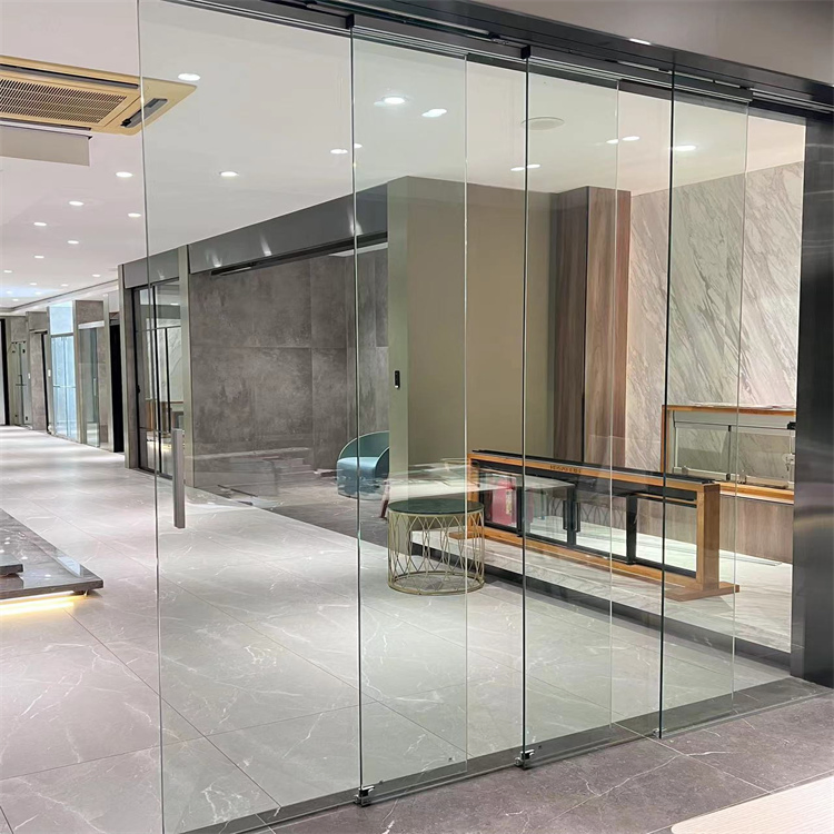 Modern Frameless 10mm 12mm Glass Stainless Steel Glass Partition Wall Glass Sliding Doors Landscape Aluminium Exterior Glass Folding Door