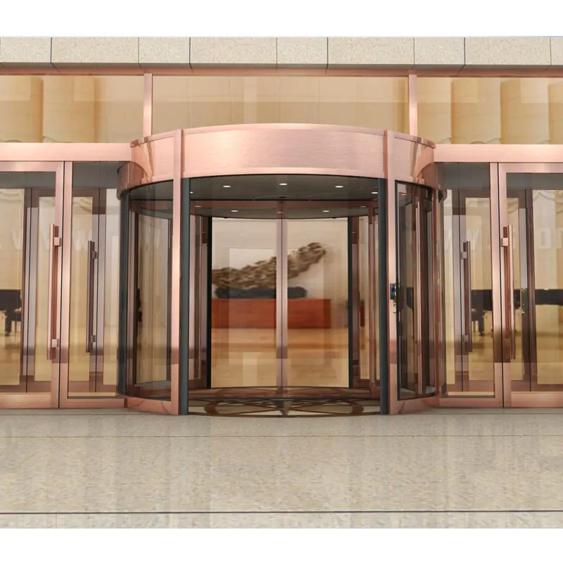 Commercial Shopfront Restaurant Auto Double Swing Three Wing Revolving Glass Door