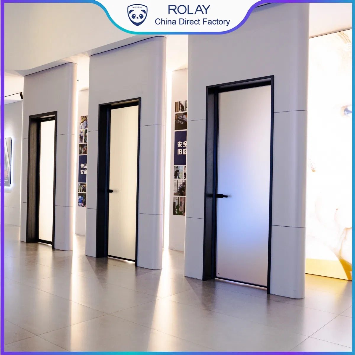 Rolay Interior Door Swing Door Thermal Insulation Kids Safety Detail Protection Interior Appication Aluminum Casement Door for Toilet Bathroom