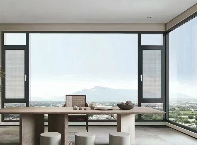 Soundproof Grey/Black Custom Color Size Casement Aluminum Frame Window with Heat Insulated