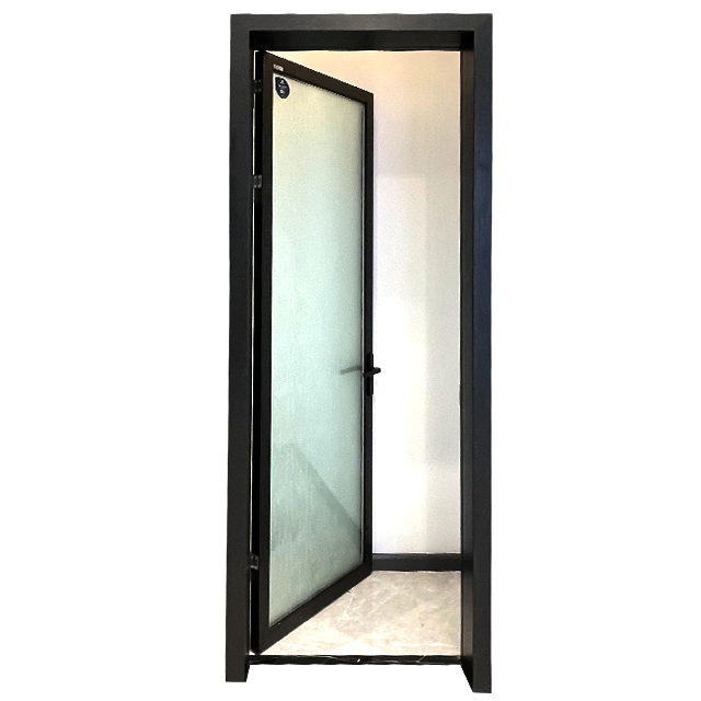 Hot Sale Construction Insulating Privacy Glass Aluminum Swing Door for Bathroom