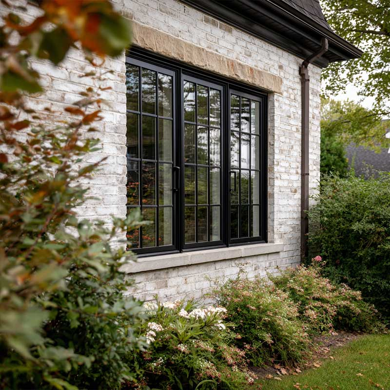 Custom Black Balcony Soundproof Insulating Glass Picture Aluminum Fixed Window