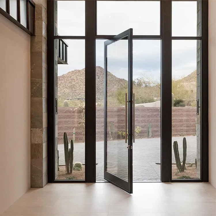 Aluminum Tempered Laminated Glass Shopfront Door