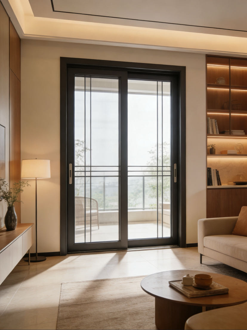 Thermal Break Aluminum Storm Door Insulated Double Layer Glass Windproof Cold Resistant Exterior Door