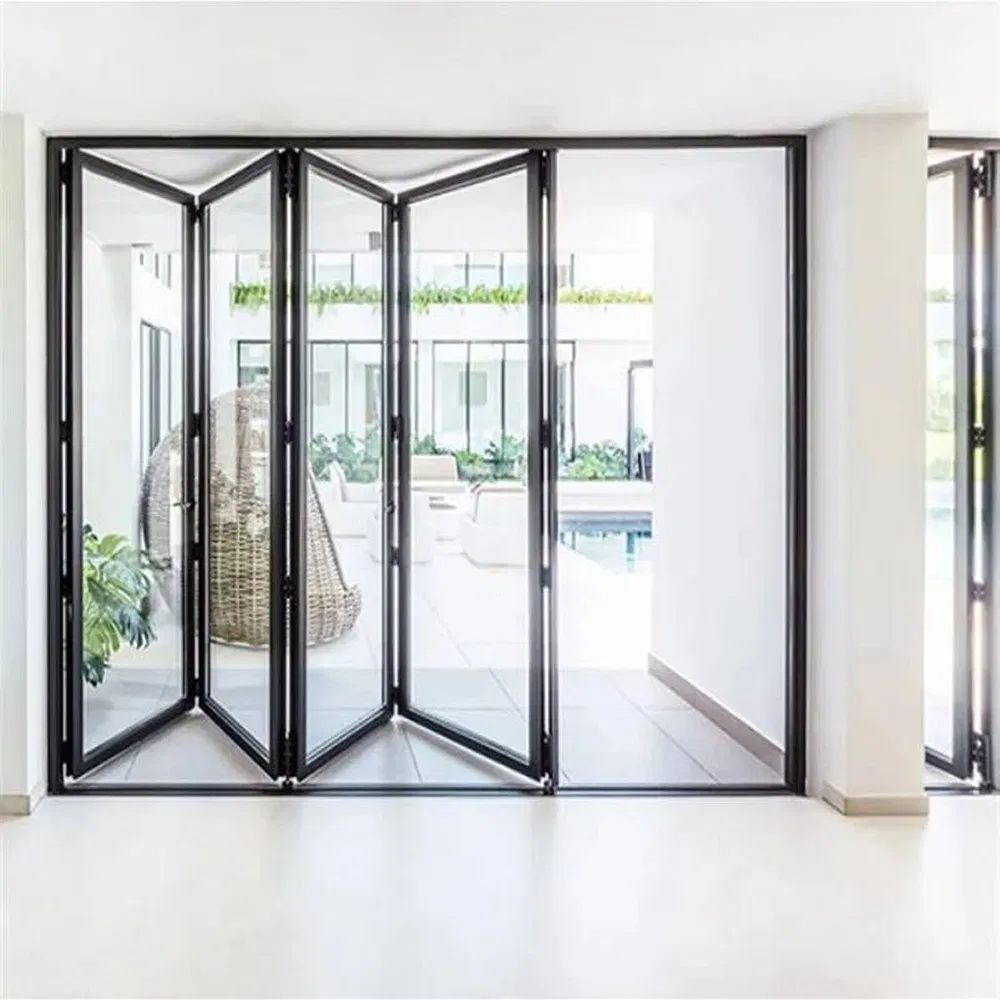 OEM ODM Custom 1.8mm Profile Thickness Glass Aluminum Bi-Fold Door