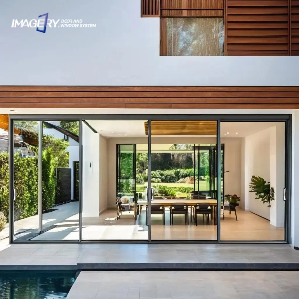 Minimalist Modern Custom Interior Narrow Frame Aluminum Profile Glass Sliding Door