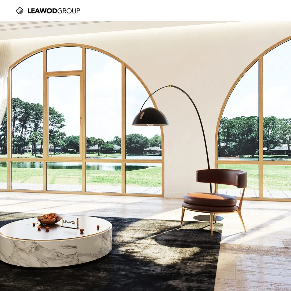 China Factory Manufacture for Wood Clad-Aluminum Wooden Tilt Turn Round Window Aluminium Casement French Window with Double Glazed for Home Hotel Church