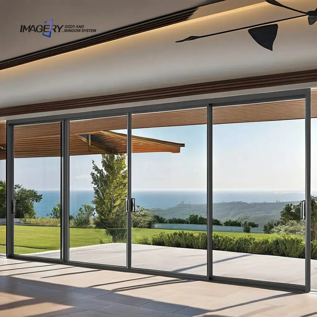 Minimalist Modern Custom Interior Narrow Frame Aluminum Profile Glass Sliding Door