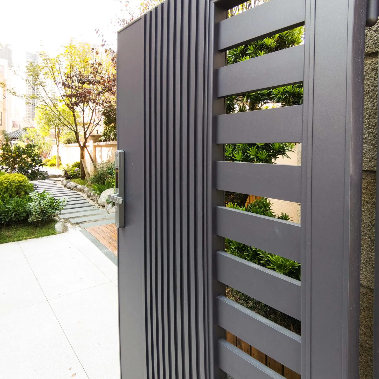 Modern Aluminium Garden Security Single Swing Door Main Gate with Waterproof