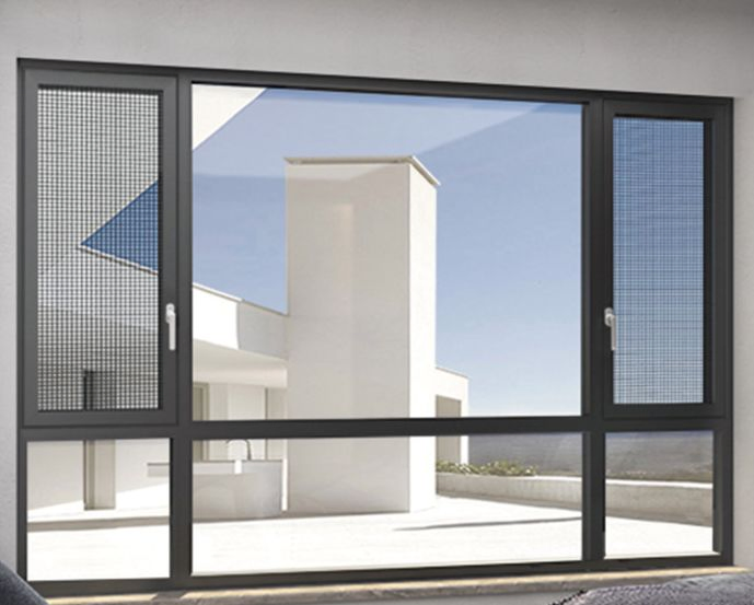 Soundproof Grey/Black Custom Color Size Casement Aluminum Frame Window with Heat Insulated