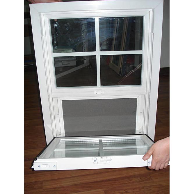 Kdsbuilding Custom Size American Style Black Vinyl Aluminum Top 20X60 Double Hung Window, with UPVC Frame and Glass Pane