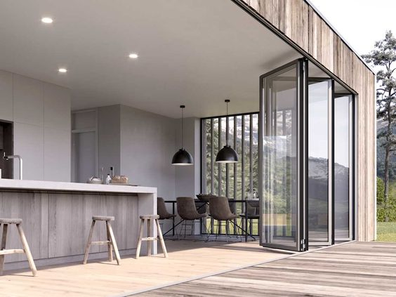 Foshan Customized Storm Proof Heat Insulation Double Glazed Glass Aluminum Glass Door Security Folding Doors Doors for Buildings Folding Gate