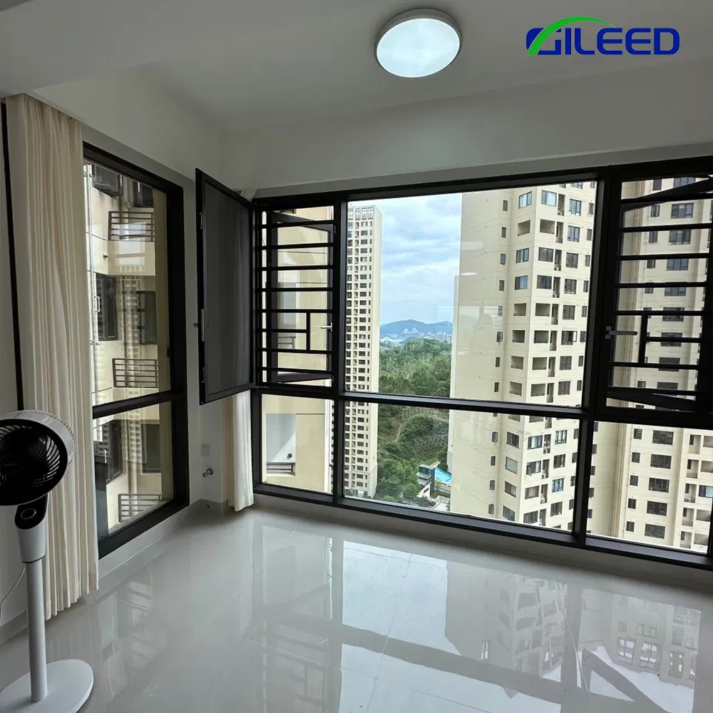 Modern Design Aluminum Alloy Casement Windows Custom Size Color Heat Resistance for Villa