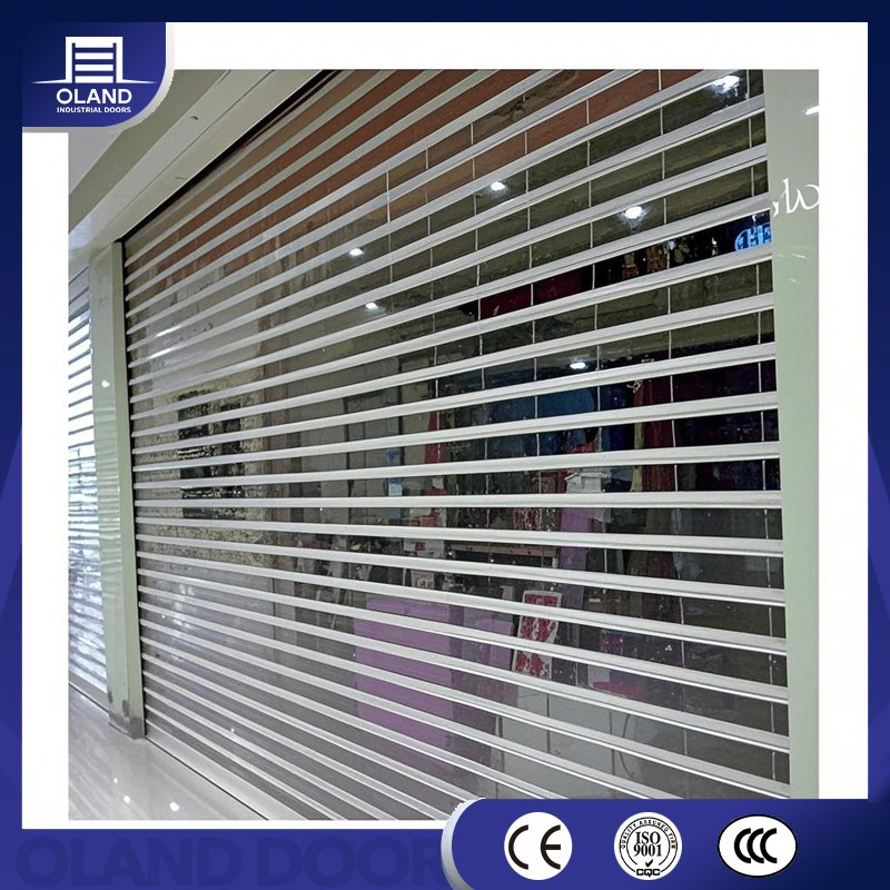 Commercial Transparent Roller Shutter Door Automatic Full Vision Mall Shop Store Shopfront Crystal Roll up Electric PC Rolling Security Aluminum Alloy Door
