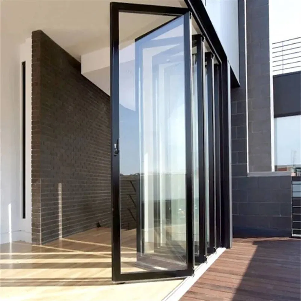 OEM ODM Custom 1.8mm Profile Thickness Glass Aluminum Bi-Fold Door