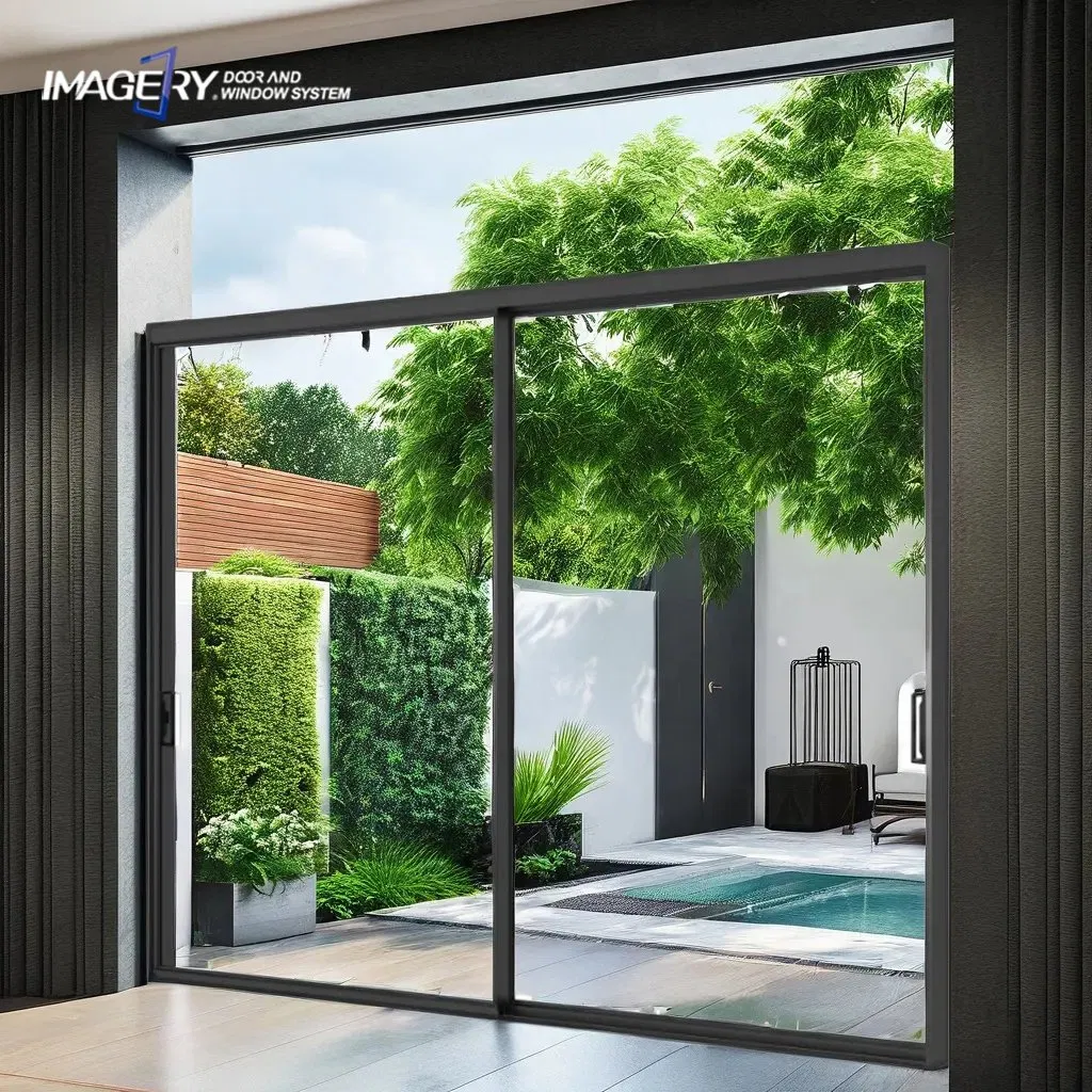 Minimalist Modern Custom Interior Narrow Frame Aluminum Profile Glass Sliding Door