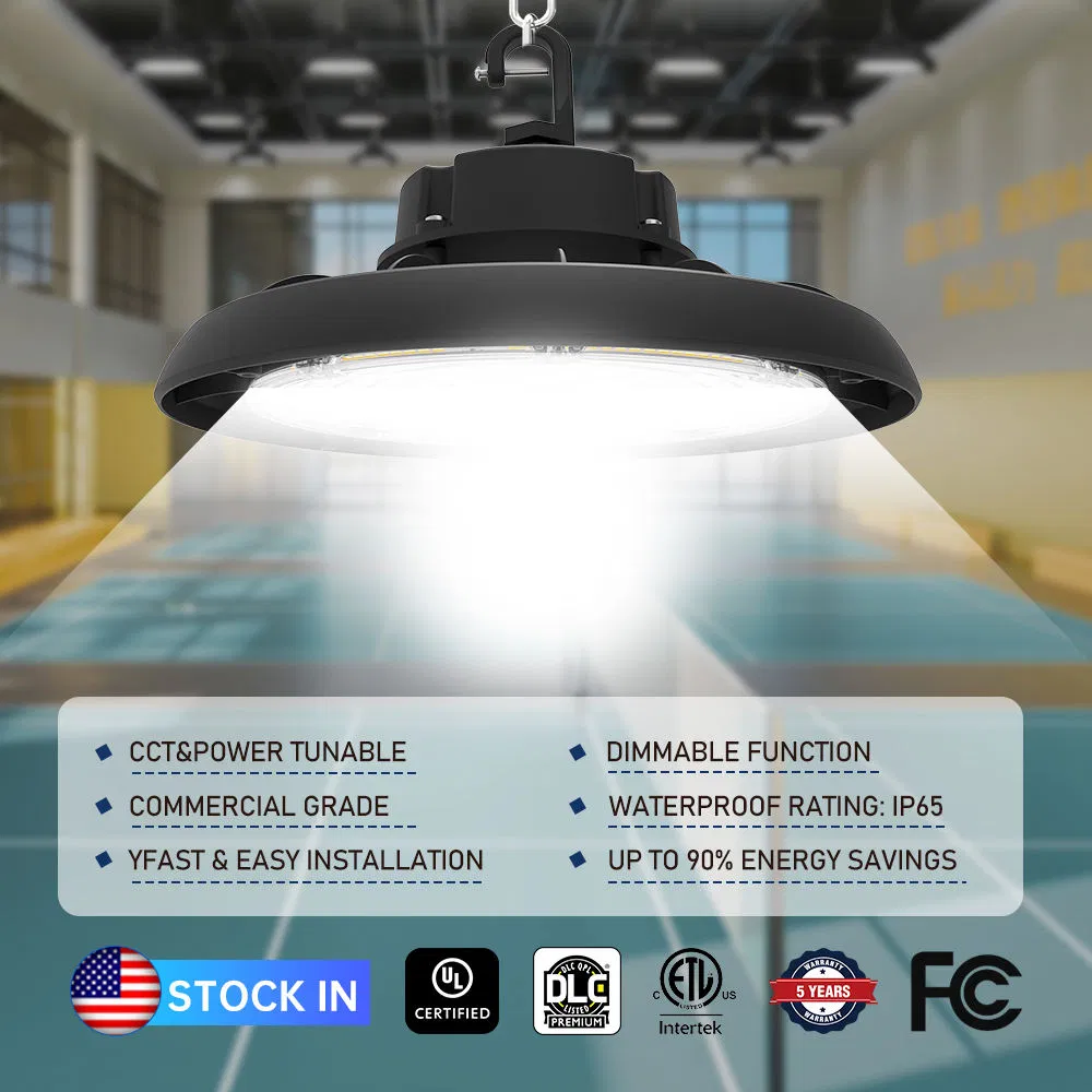 200W LED High Bay Light 150W 100W 240W 3 Colour Changeable Warehouse Light 5-7 Years Warranty 160lm Per Watt ETL Dlc CE IP65