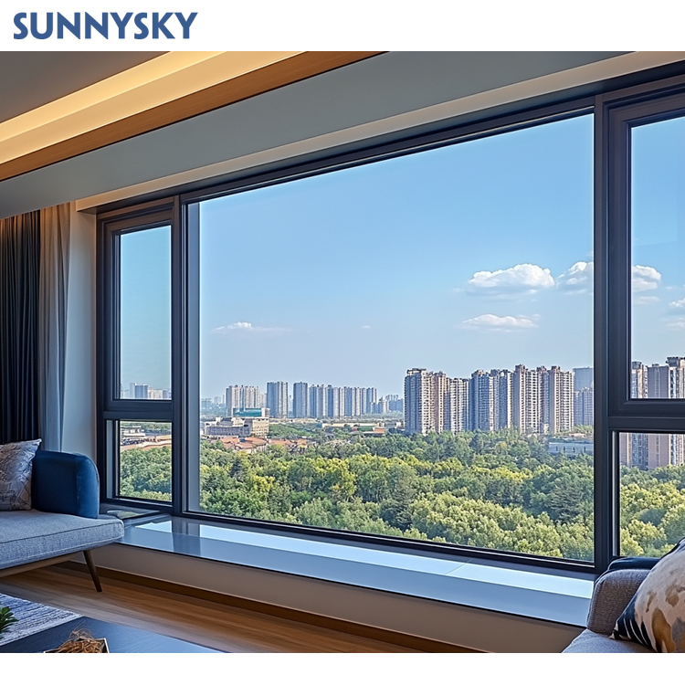 Sunnysky Custom Size Panoramic Window High Quality Aluminum Picture Windows Balcony Modern Floor Ceiling Fixed Glass Window
